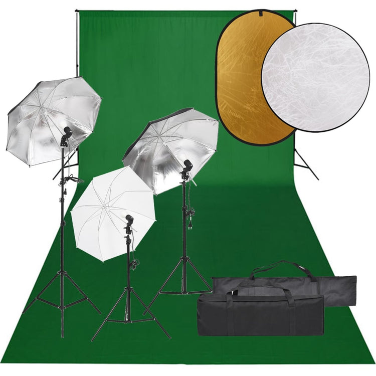 Vidaxl Photo Studio -Set mit Beleuchtungssatz, Hintergrund und Reflektor