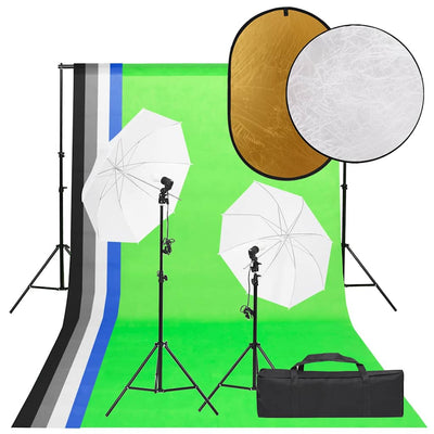 Vidaxl Photo Studio -Set mit Beleuchtungssatz, Hintergrund und Reflektor