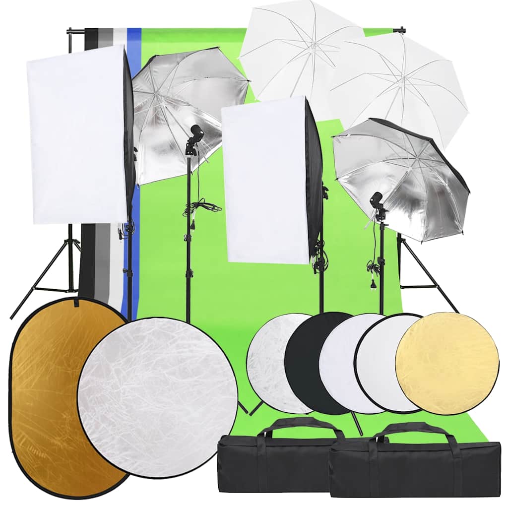 Vidaxl Photo Studio -Set mit Beleuchtungssatz, Hintergrund und Reflektor