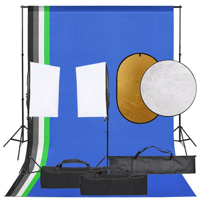 Vidaxl Photo Studio -Set mit Beleuchtungssatz, Hintergrund und Reflektor