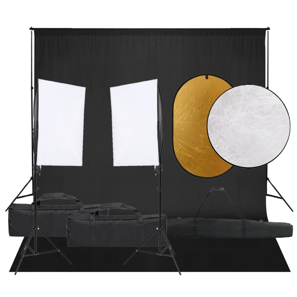 Vidaxl Photo Studio -Set mit Beleuchtungssatz, Hintergrund und Reflektor
