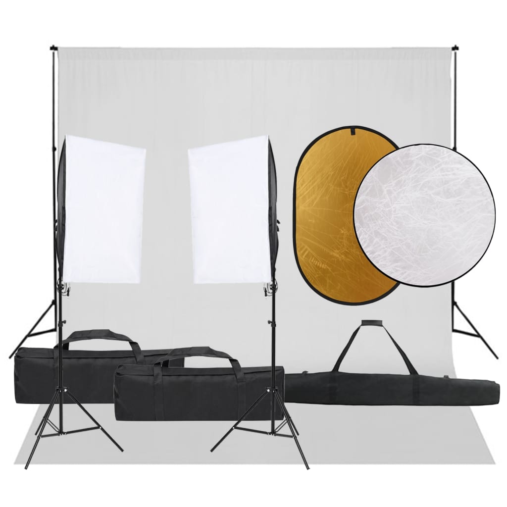 Vidaxl Photo Studio -Set mit Beleuchtungssatz, Hintergrund und Reflektor