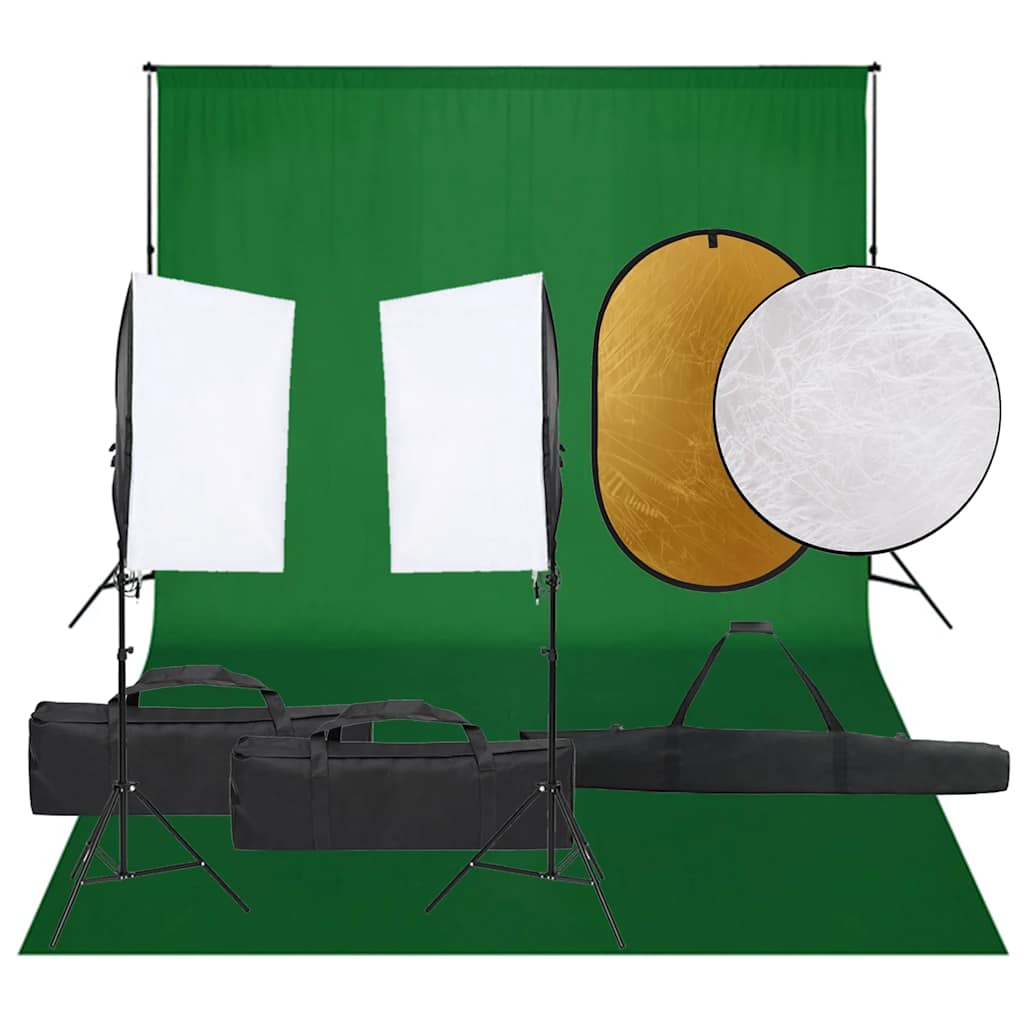 Vidaxl Photo Studio -Set mit Beleuchtungssatz, Hintergrund und Reflektor