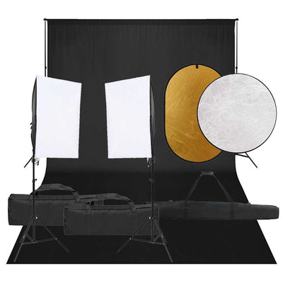 Vidaxl Photo Studio -Set mit Beleuchtungssatz, Hintergrund und Reflektor