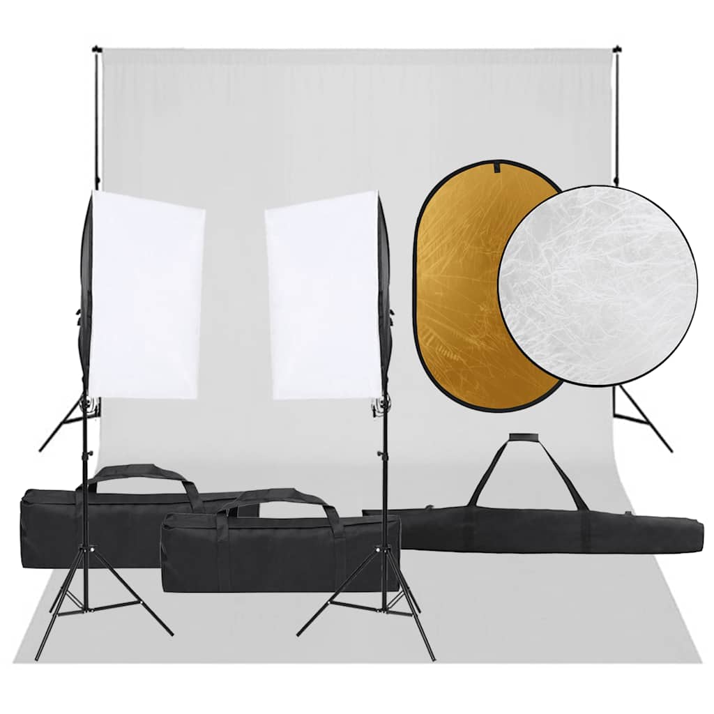 Vidaxl Photo Studio -Set mit Beleuchtungssatz, Hintergrund und Reflektor