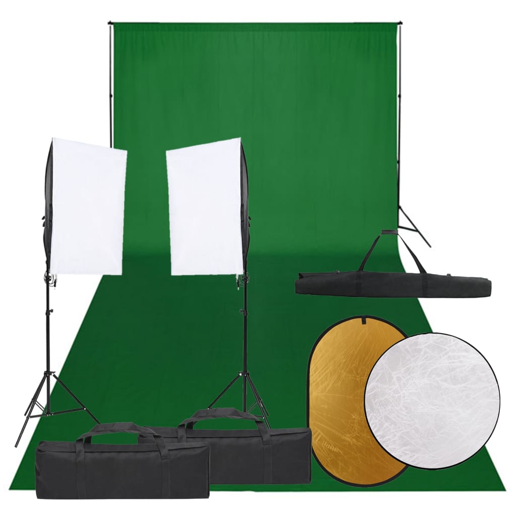 Vidaxl Photo Studio -Set mit Beleuchtungssatz, Hintergrund und Reflektor