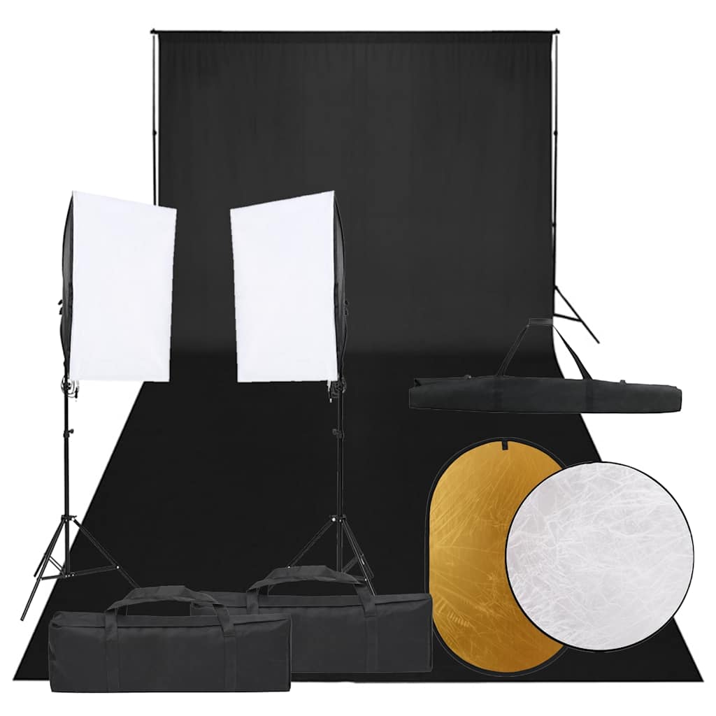 Vidaxl Photo Studio -Set mit Beleuchtungssatz, Hintergrund und Reflektor