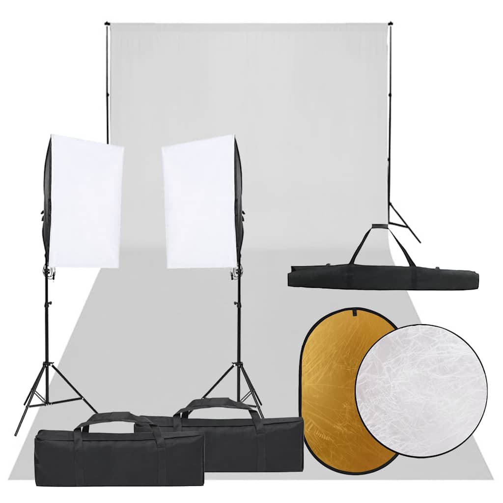 Vidaxl Photo Studio -Set mit Beleuchtungssatz, Hintergrund und Reflektor