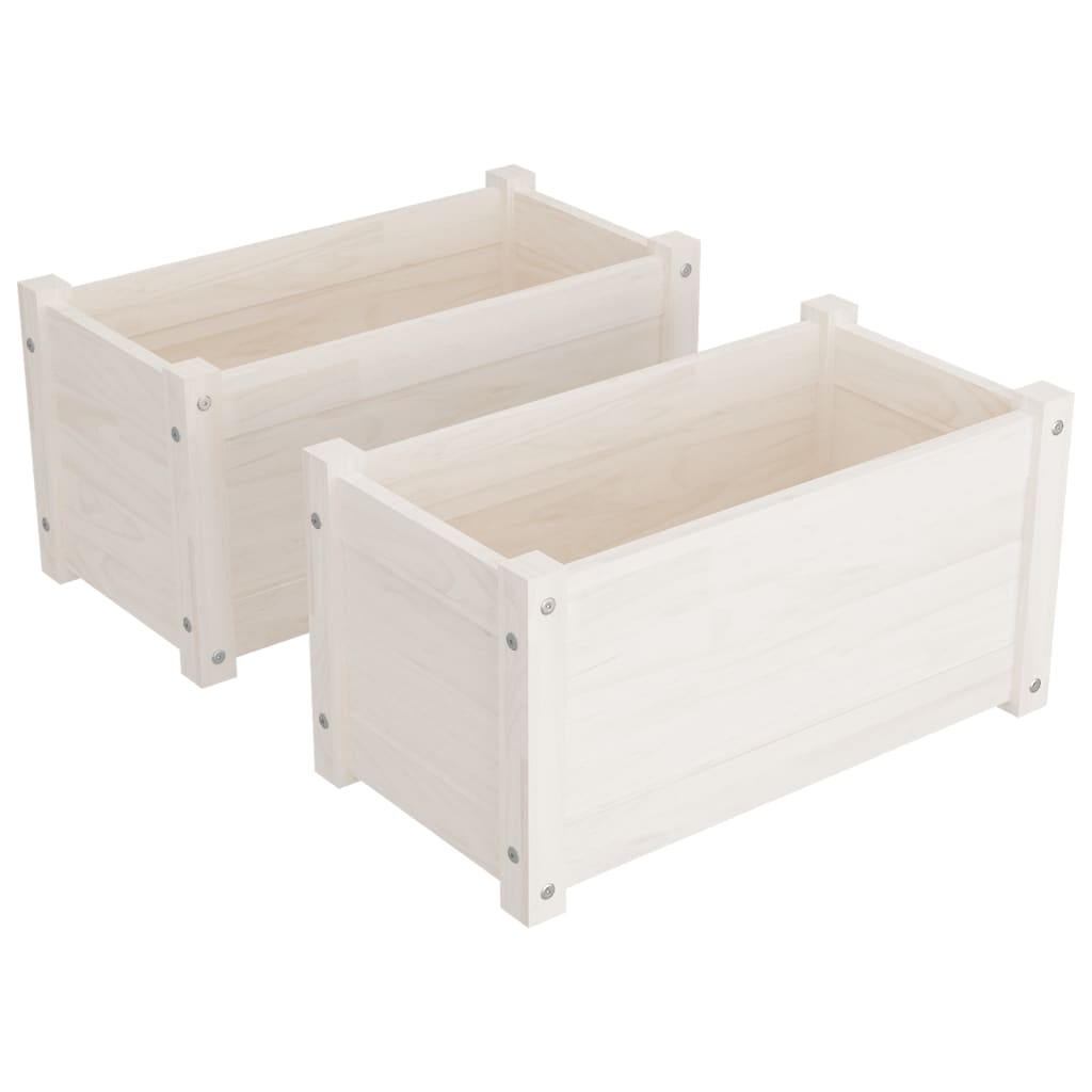 VIDAXL -Pflanzer 2 ST 60x31x31 cm Festkiefer weiß