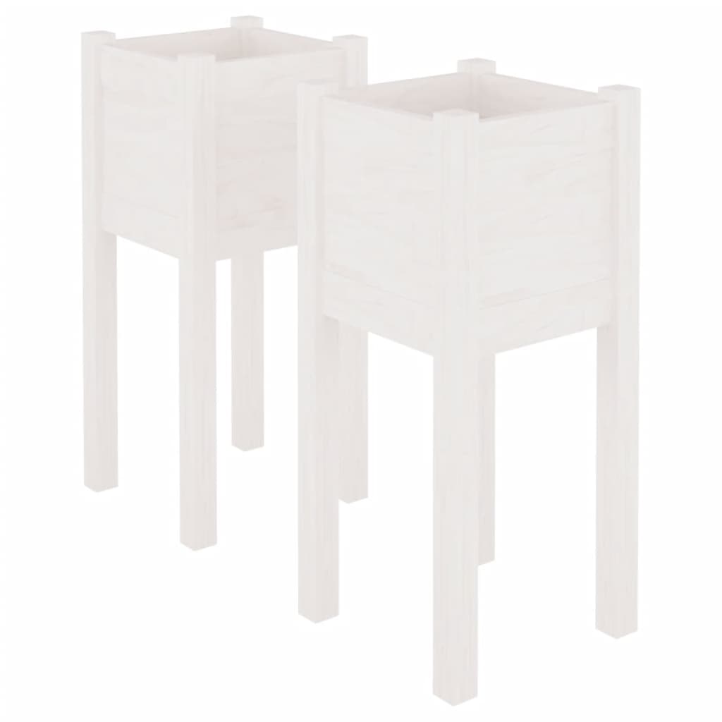 VIDAXL -Pflanzer 2 PCs 31x31x70 cm Festkiefer weiß