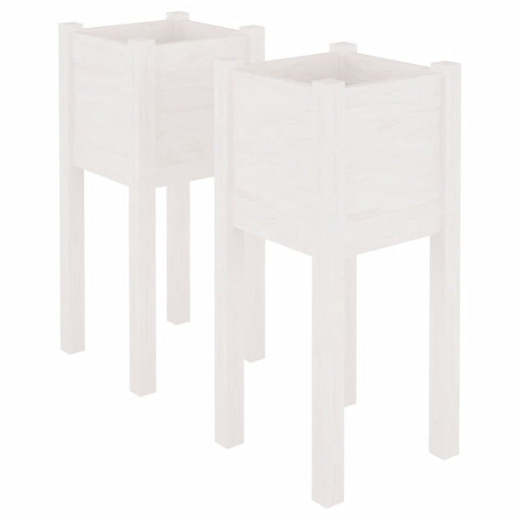 VIDAXL -Pflanzer 2 PCs 31x31x70 cm Festkiefer weiß