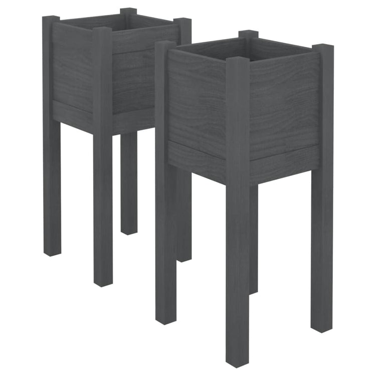 VIDAXL -Pflanzer 2 PCs 31x31x70 cm Festkiefergrau grau