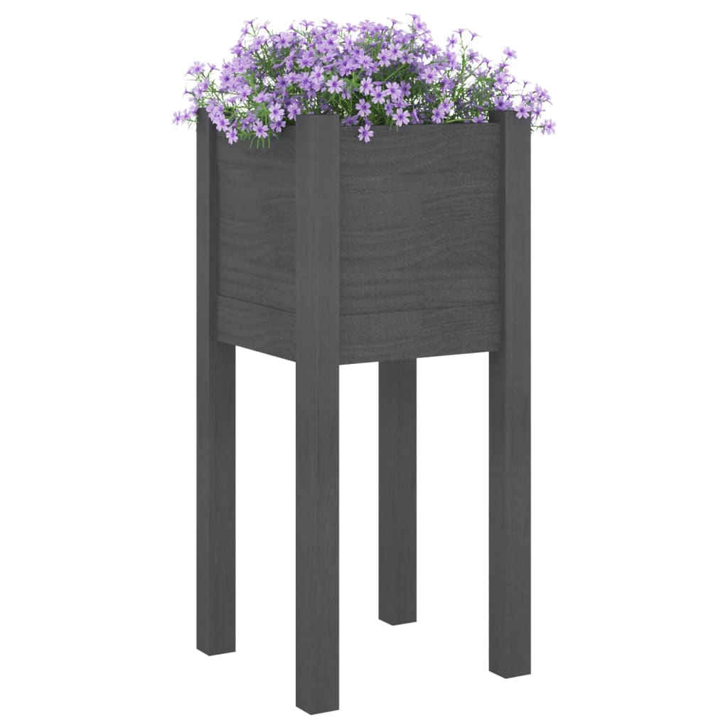 VIDAXL -Pflanzer 2 PCs 31x31x70 cm Festkiefergrau grau