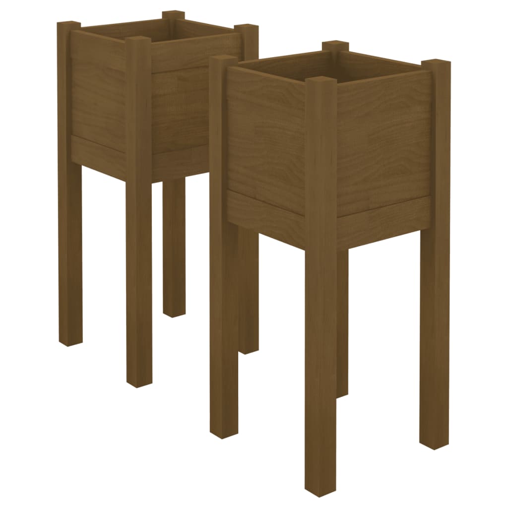 VIDAXL -Pflanzer 2 PCs 31x31x70 cm Festkiefer Honigbraun