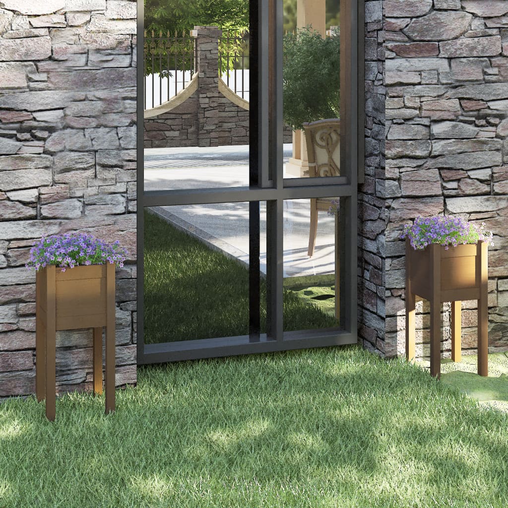 VIDAXL -Pflanzer 2 PCs 31x31x70 cm Festkiefer Honigbraun
