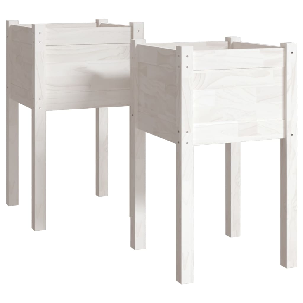 VIDAXL -Pflanzer 2 ST 40x40x70 cm Festkiefer weiß