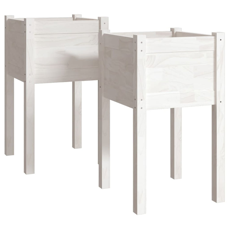 VIDAXL -Pflanzer 2 ST 40x40x70 cm Festkiefer weiß