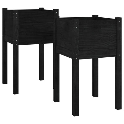Vidaxl -Pflanzer 2 ST 40x40x70 cm Festkiefer schwarz