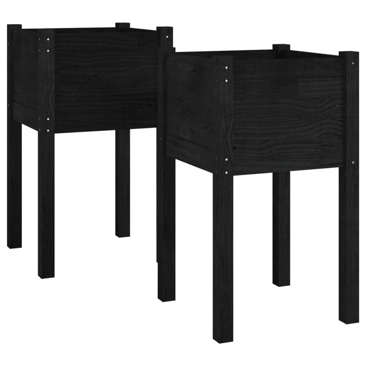Vidaxl -Pflanzer 2 ST 40x40x70 cm Festkiefer schwarz