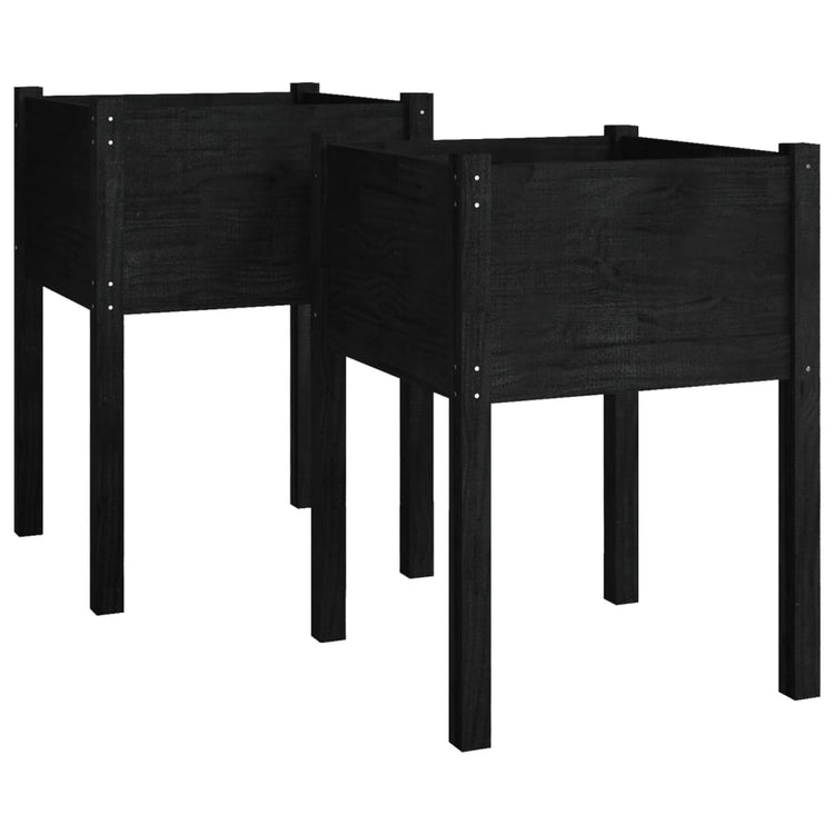 VIDAXL -Pflanzer 2 ST 50x50x70 cm Festkiefer schwarz