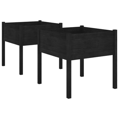VIDAXL -Pflanzer 2 ST 70x70x70 cm Festkiefer schwarz