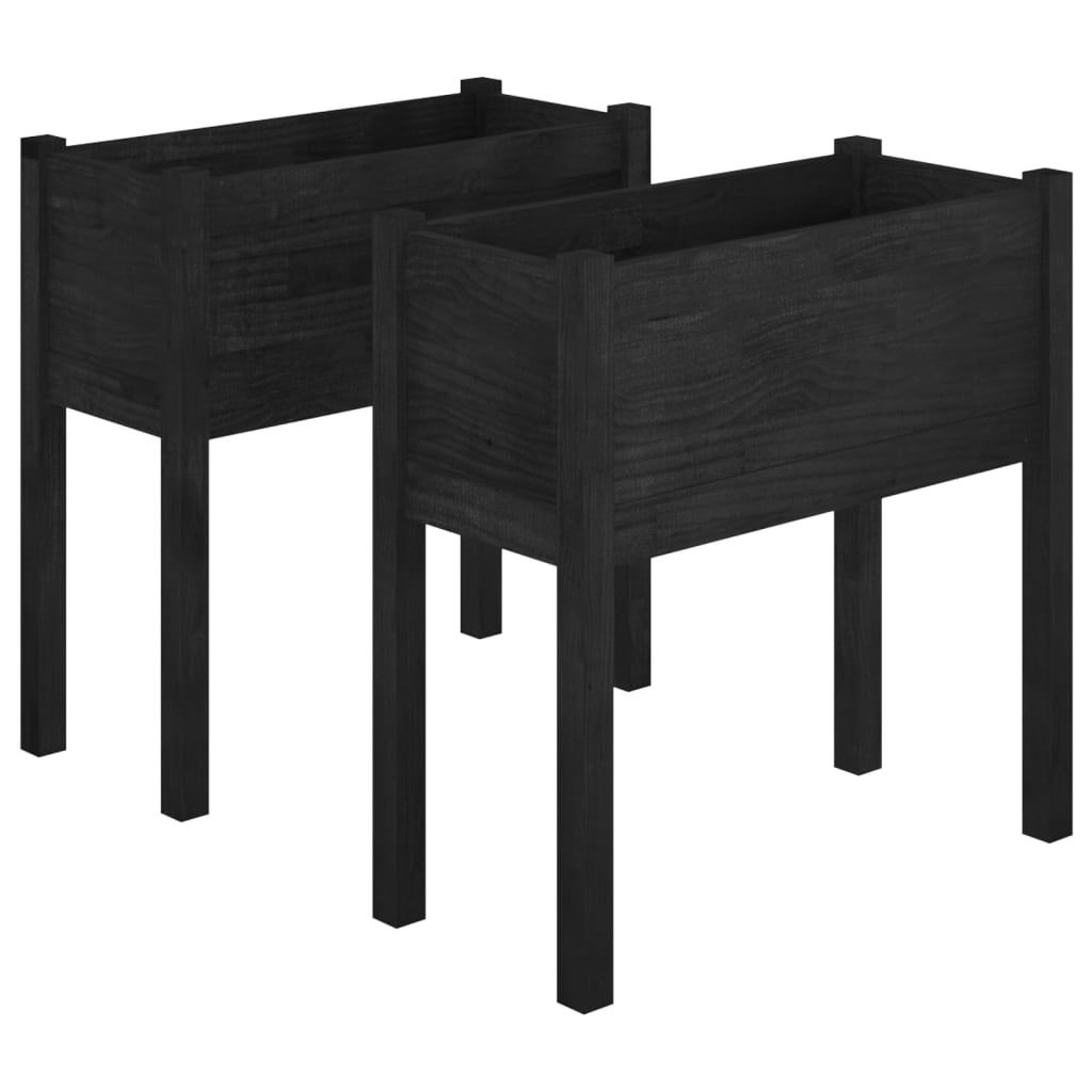 VIDAXL -Pflanzer 2 ST 70x31x70 cm Festkiefer schwarz