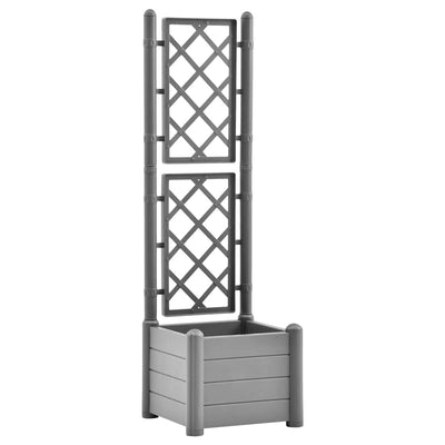 VIDAXL -Pflanzer mit Latwerk 43x43x142 cm pp steingrau