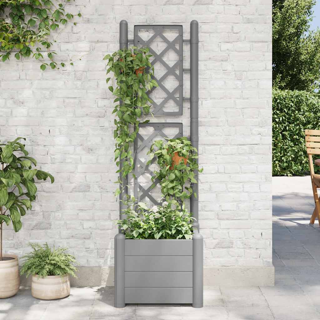 VIDAXL -Pflanzer mit Latwerk 43x43x142 cm pp steingrau