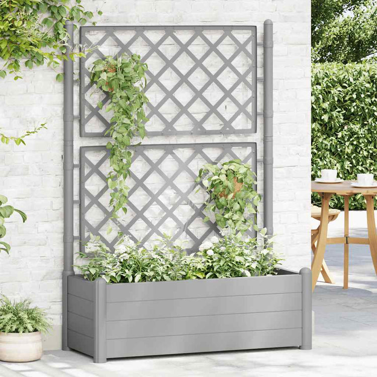 VIDAXL -Pflanzer mit Latwerk 100x43x142 cm pp steingrau