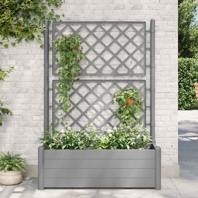 VIDAXL -Pflanzer mit Latwerk 100x43x142 cm pp steingrau