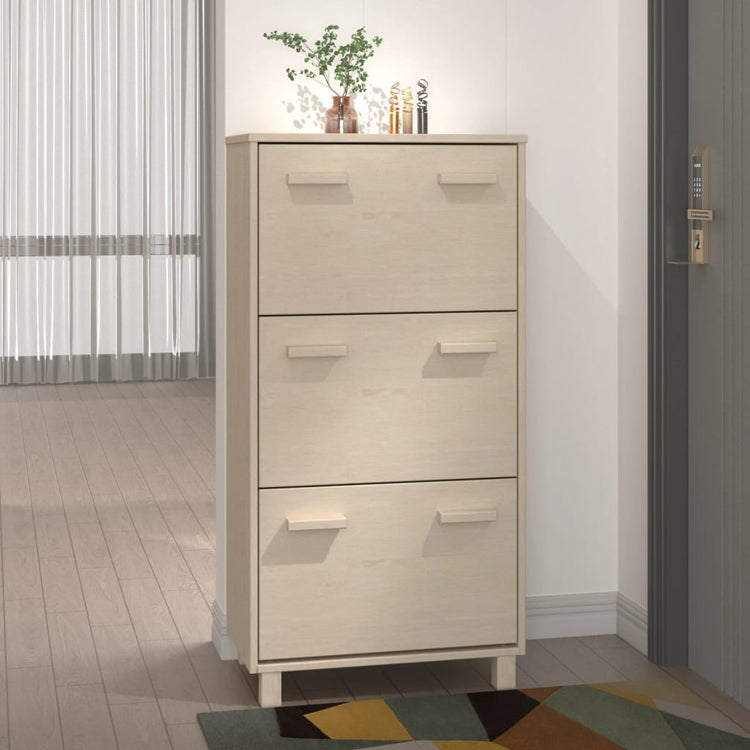Vidaxl Schuhschrank Hamar 59.5x35x117 cm Kiefernholz honigbraun