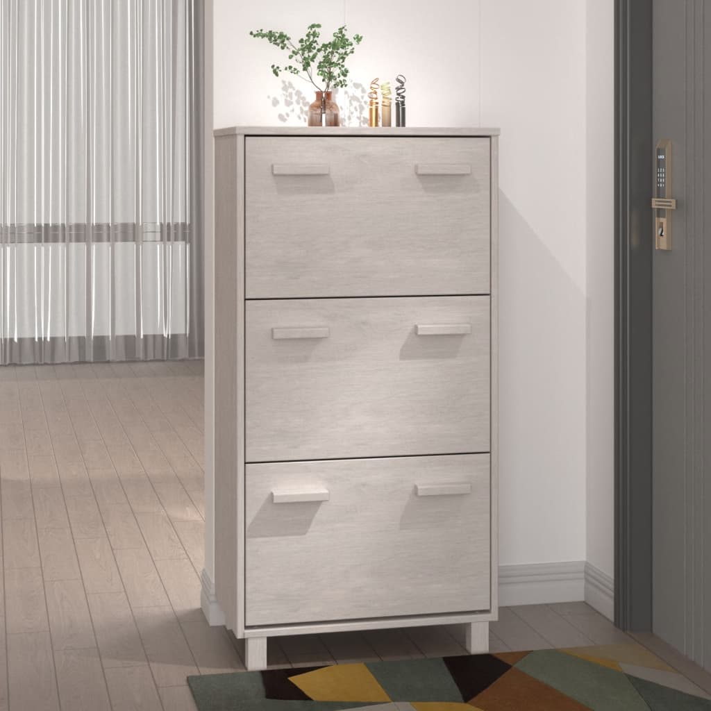 Vidaxl Schuhschrank Hamar 59.5x35x117 cm Festkiefer weiß