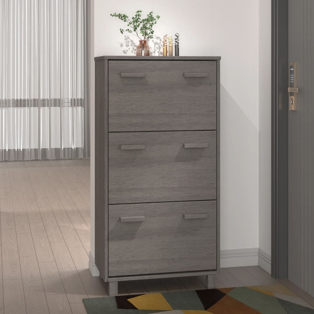 Vidaxl Schuhschrank Hamar 59.5x35x117 cm Festkiefer hellgrau