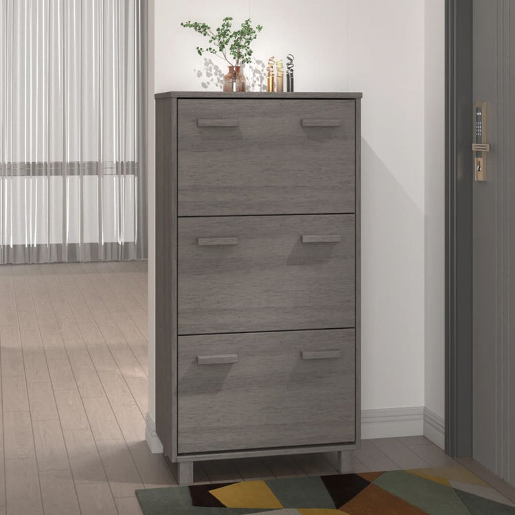 Vidaxl Schuhschrank Hamar 59.5x35x117 cm Festkiefer hellgrau