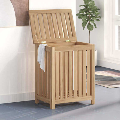 VIDAXL -Waschkorb 50x35x60 cm Solid Teak