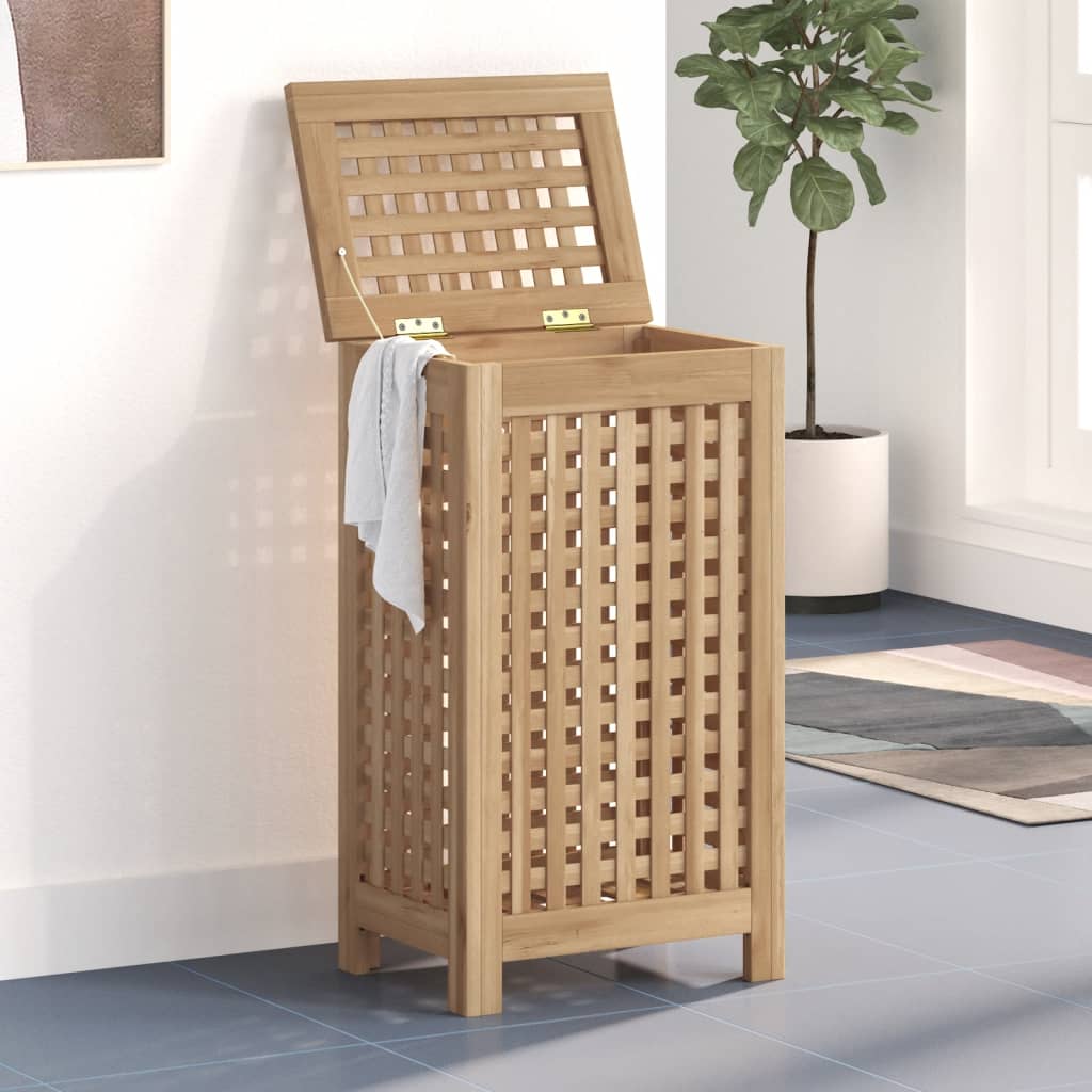 VIDAXL -Waschkorb 35x25x60 cm Solid Teak
