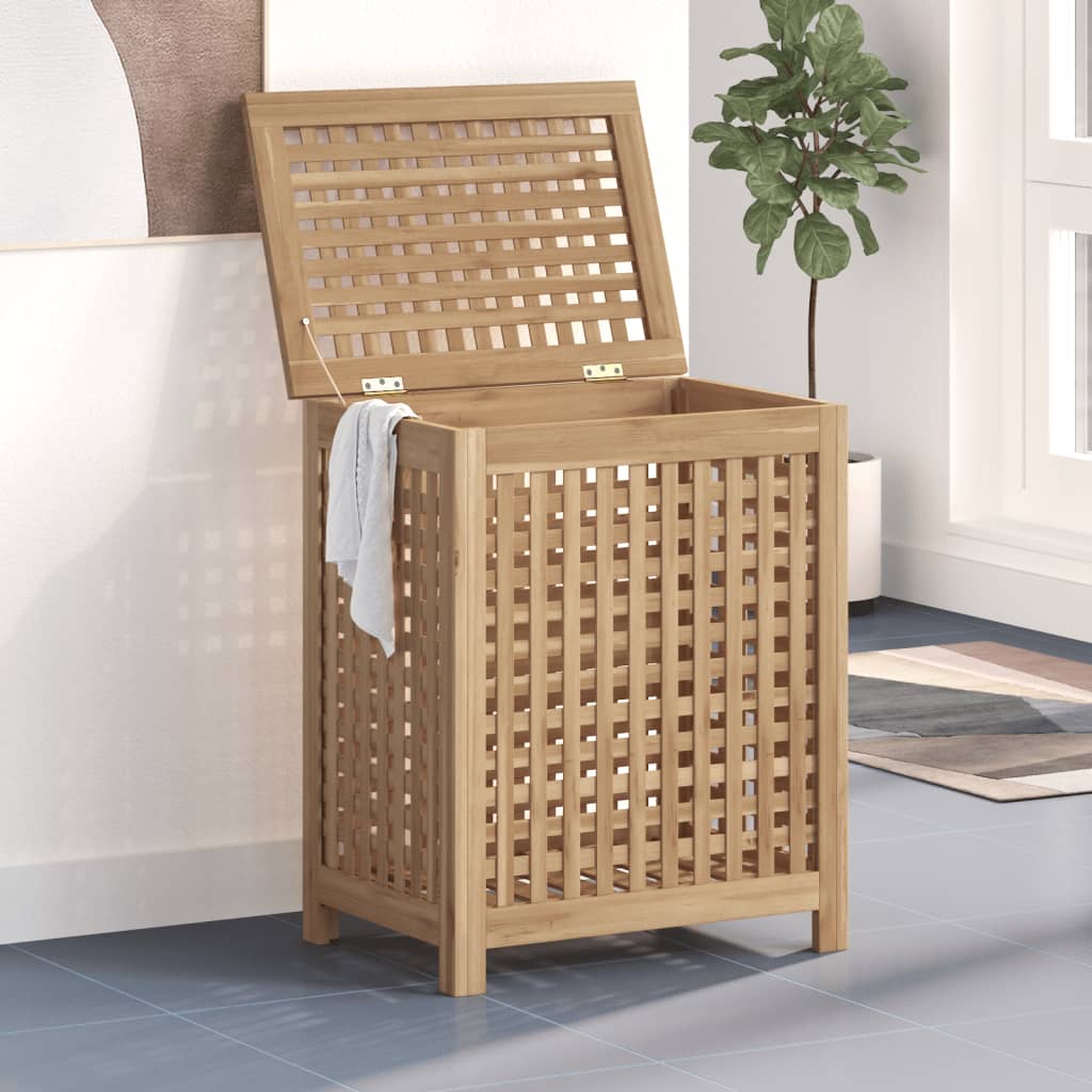 VIDAXL -Waschkorb 50x35x60 cm Solid Teak