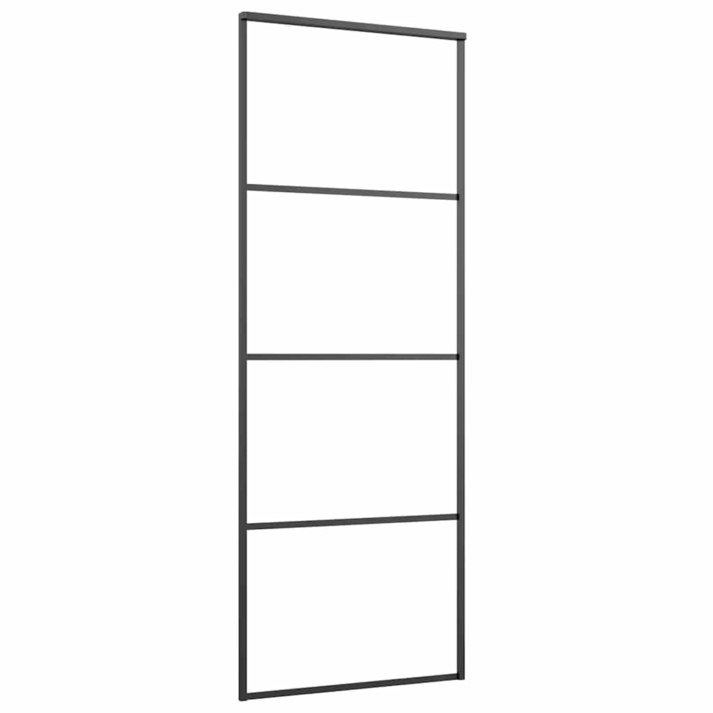VIDAXL -Schiebetür 76x205 cm mattes ESG -Glas und Aluminiumschwarz