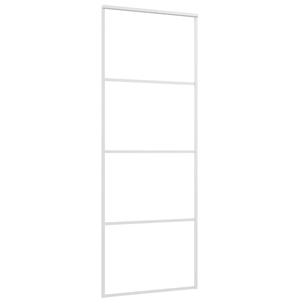 Vidaxl Schiebetür 76x205 cm mattes ESG -Glas und Aluminium weiß