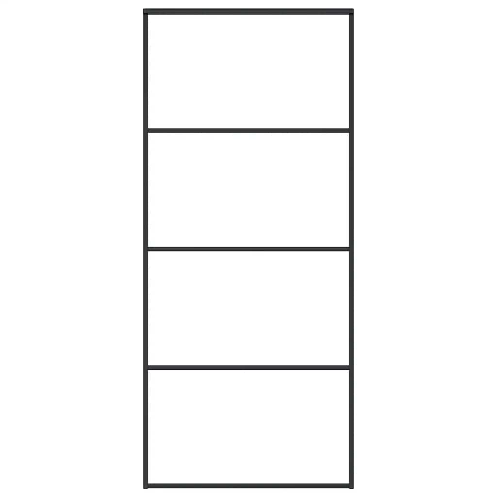 Vidaxl Schiebetür 90x205 cm mattes ESG -Glas und Aluminiumschwarz