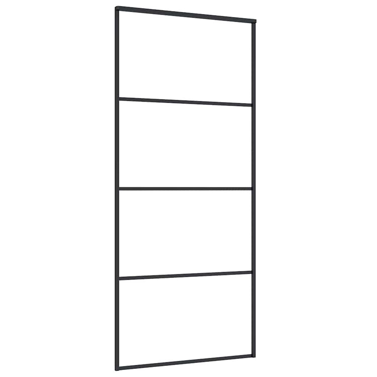 Vidaxl Schiebetür 90x205 cm mattes ESG -Glas und Aluminiumschwarz