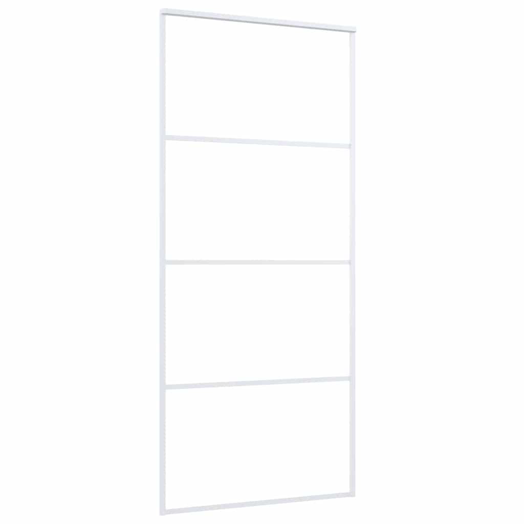 Vidaxl Schiebetür 90x205 cm ESG -Glas und Aluminium weiß