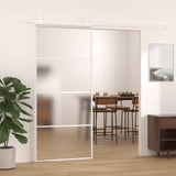 Vidaxl Schiebetür 90x205 cm mattes ESG -Glas und Aluminium weiß - afbeelding 1