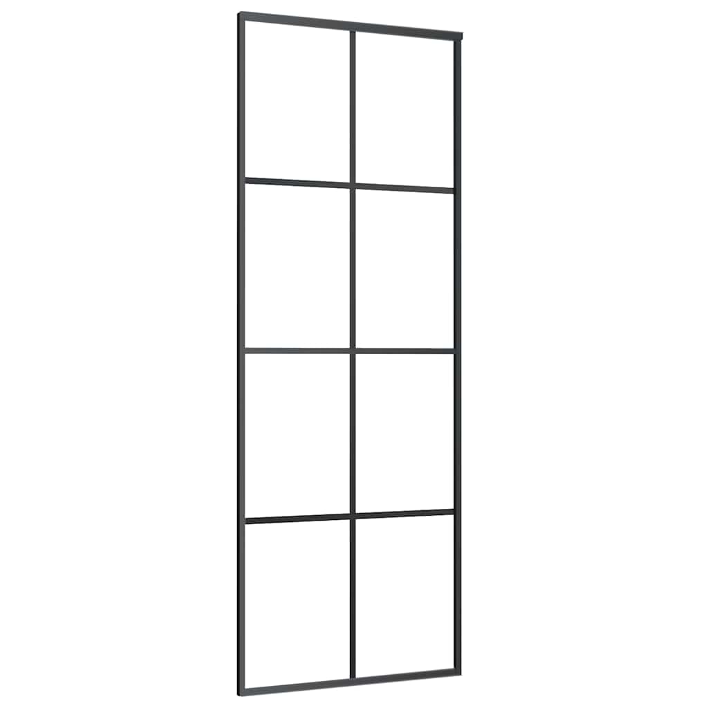 Vidaxl Schiebetür 76x205 cm ESG -Glas und Aluminiumschwarz