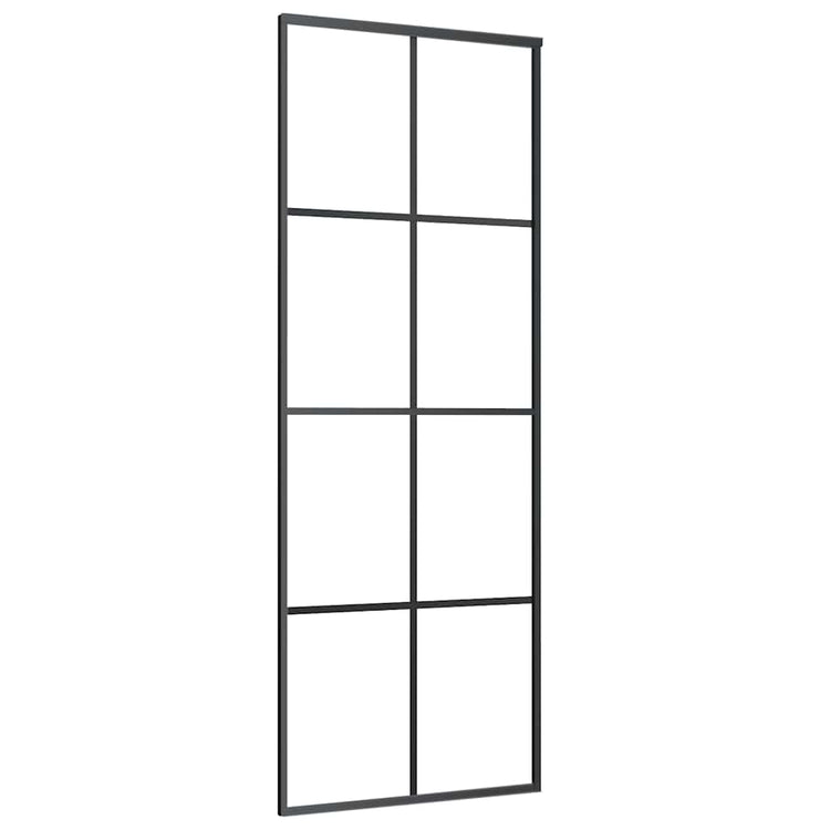 Vidaxl Schiebetür 76x205 cm ESG -Glas und Aluminiumschwarz