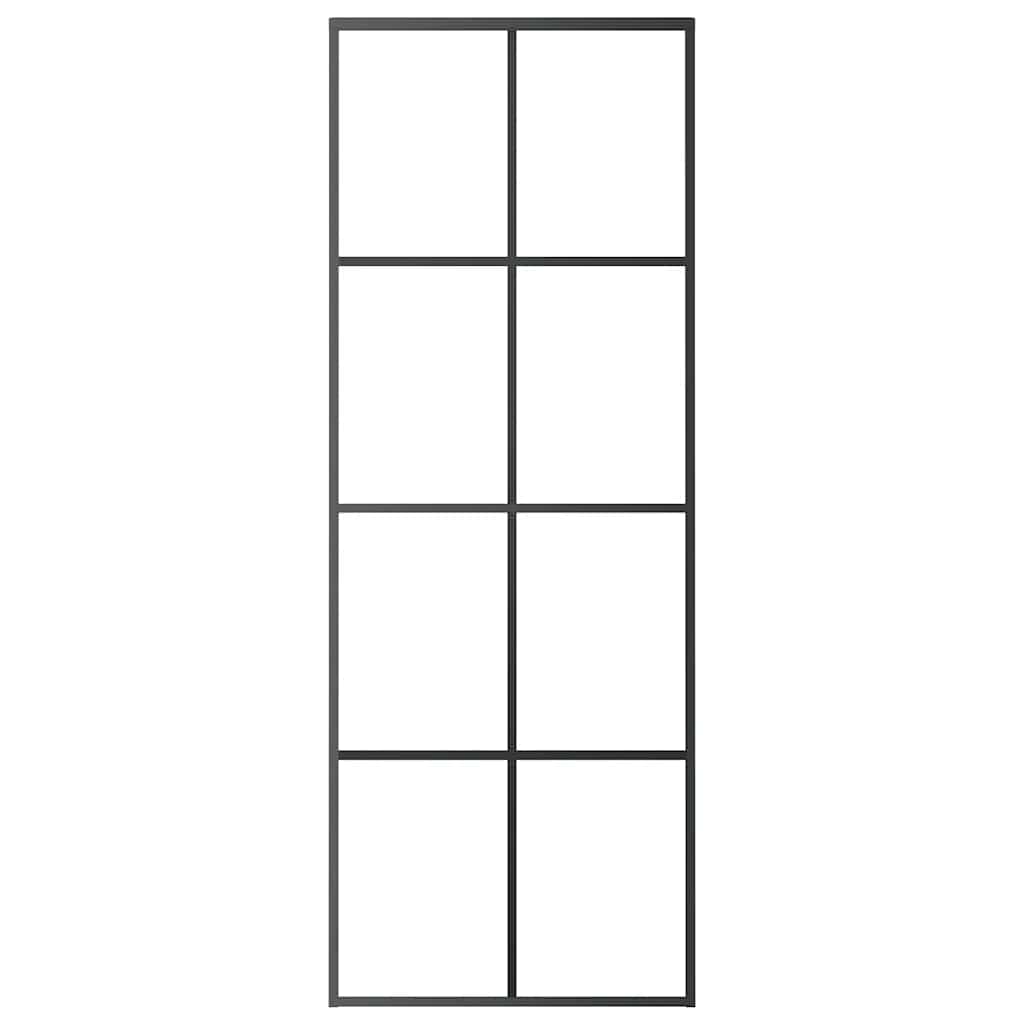Vidaxl Schiebetür 76x205 cm ESG -Glas und Aluminiumschwarz