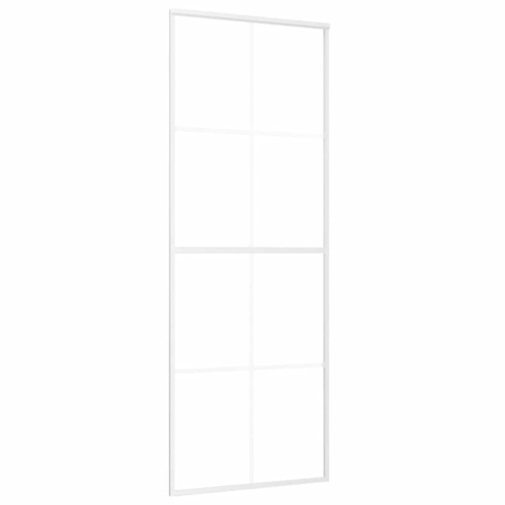 Vidaxl Schiebetür 76x205 cm ESG -Glas und Aluminium weiß