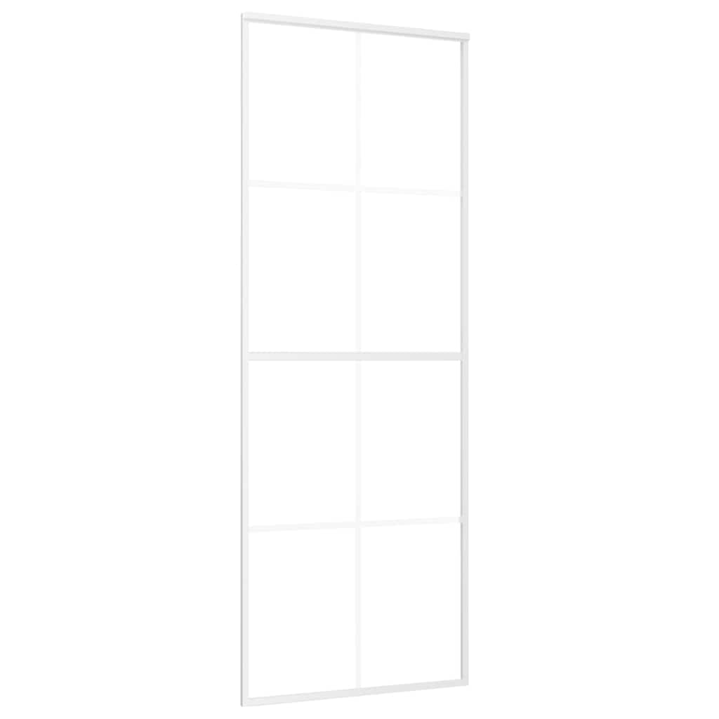 Vidaxl Schiebetür 76x205 cm mattes ESG -Glas und Aluminium weiß