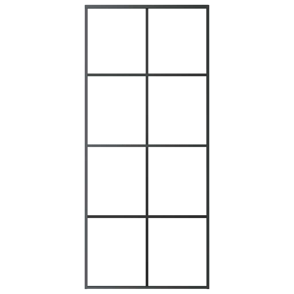 Vidaxl Schiebetür 90x205 cm ESG -Glas und Aluminiumschwarz