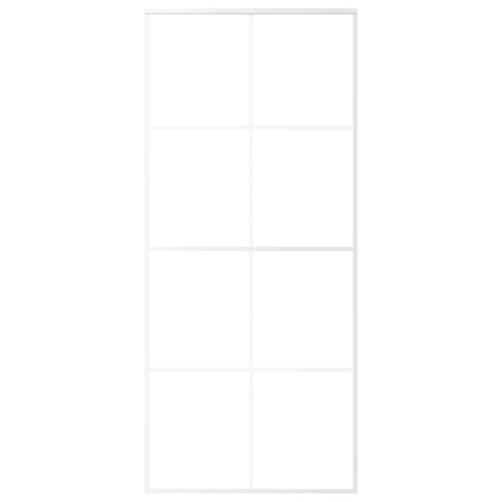 Vidaxl Schiebetür 90x205 cm ESG -Glas und Aluminium weiß